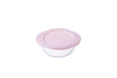 Pyrex 206PAV5/6245 Yuvarlak Cam Pembe Kapaklı Saklama Kabı