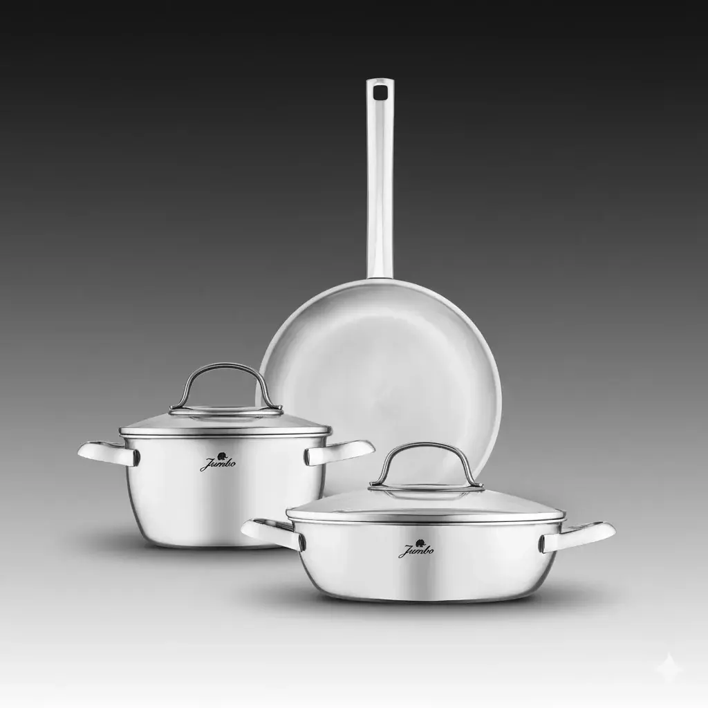 Jumbo Athena 3PLY 5 Parça İndüksiyon Tabanlı Çelik Tencere Seti