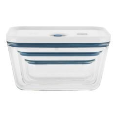 ZWILLING Fresh & Save Vakumlu Saklama Kabı Seti, S/M/L / 3-parça, Borosilikat Cam, Akdeniz Mavisi