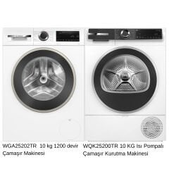Bosch 10 KG Çamaşır Makinesi + 10 KG Isı Pompalı Kurutma Makinesi Seti | WGA25202TR & WQK25200TR