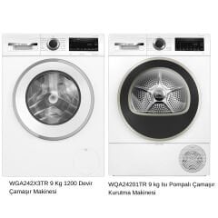 Bosch 9 Kg Çamaşır Makinesi ve Isı Pompalı Kurutma Makinesi 2’li Set – WGA242X3TR & WQA24201TR