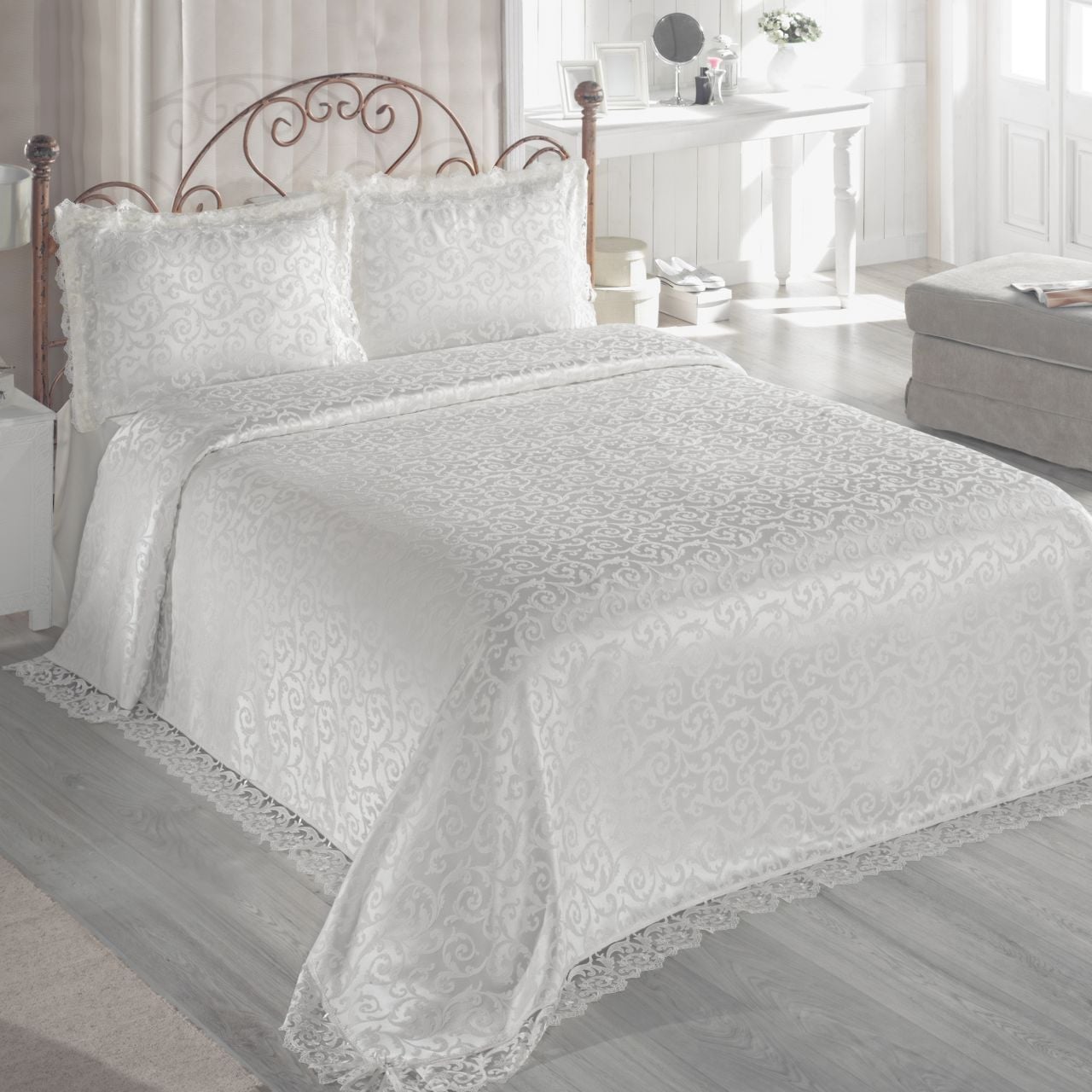 Derya Home Abiye Yatak Örtüsü- Ecrin Krem