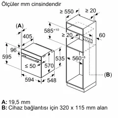 HJG852YW0T Serie 6 Ankastre Fırın 60 x 60 cm Beyaz