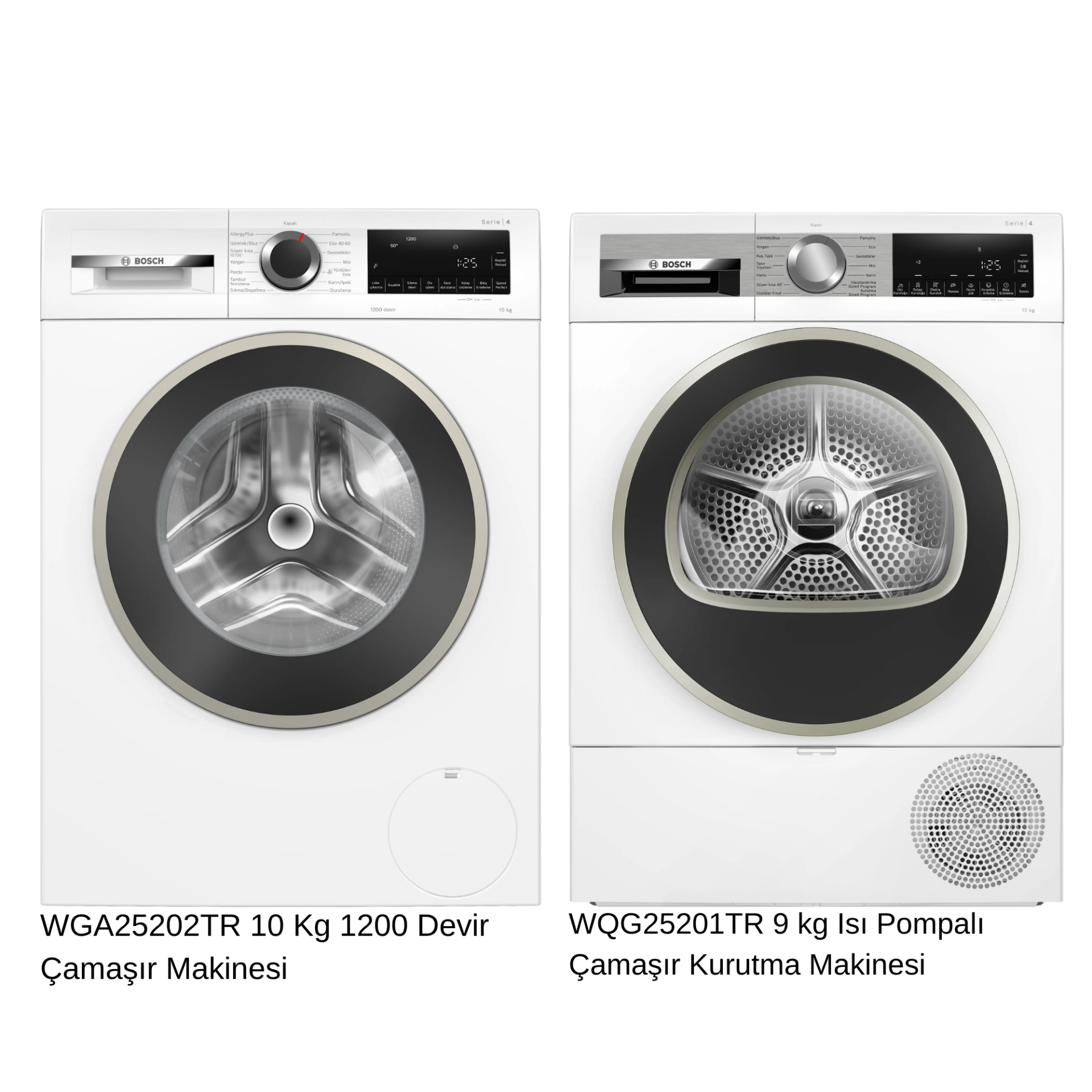 Bosch Serie 4 - 10 Kg Çamaşır Makinesi ve 10 Kg Isı Pompalı Kurutma Makinesi Seti – WGA25202TR & WQG25201TR