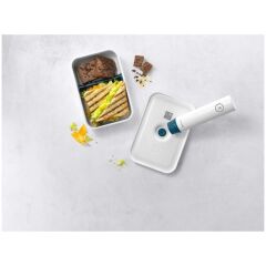 ZWILLING Fresh & Save Vakumlu Yemek Taşıma Kabı, L Düz, Plastik, Beyaz-Akdeniz Mavisi