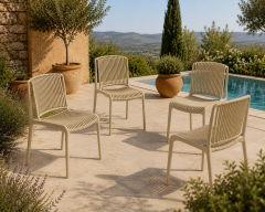 Derya Home Tilia Nes Bahçe Sandalyesi 4’lü Set – Modern Dış Mekan & Balkon Sandalyesi - Bej