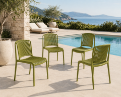 Derya Home Tilia Nes Bahçe Sandalyesi 4’lü Set – Modern Dış Mekan & Balkon Sandalyesi - Haki