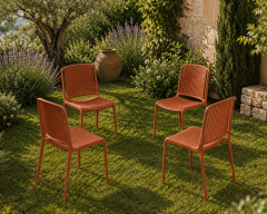 Derya Home Tilia Nes Bahçe Sandalyesi 4’lü Set – Modern Dış Mekan & Balkon Sandalyesi - Terrakota