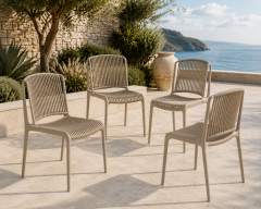 Derya Home Tilia Nes Bahçe Sandalyesi 4’lü Set – Modern Dış Mekan & Balkon Sandalyesi - Vizon