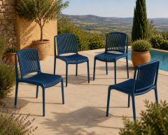 Derya Home Tilia Nes Bahçe Sandalyesi 4’lü Set – Modern Dış Mekan & Balkon Sandalyesi - Saks Mavi