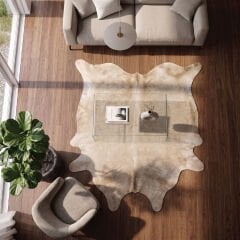 Derya Home Krem Bej Büyük Boy Hakiki Dana Postu Halı 190x255 cm