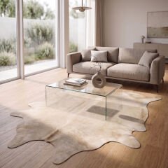 Derya Home Krem Bej Büyük Boy Hakiki Dana Postu Halı 190x255 cm