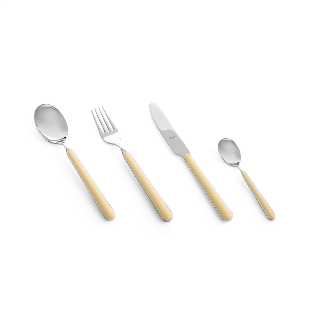 Mepra Fantasia Vanilla 4mm Paslanmaz Çelik 72 Parça 12 Kişilik Çatal Kaşık Bıçak Takımı