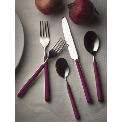 Mepra Fantasia Light Mauve 4mm Paslanmaz Çelik 72 Parça 12 Kişilik Çatal Kaşık Bıçak Takımı