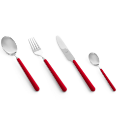 Mepra Fantasia Rosso 4mm Paslanmaz Çelik 72 Parça 12 Kişilik Çatal Kaşık Bıçak Takımı