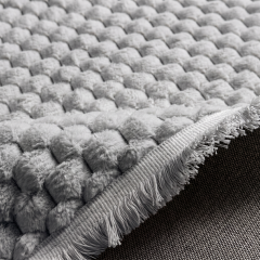 Derya Home Koridor Eva Gri Kabartmalı Peluş Halı Saçaklı