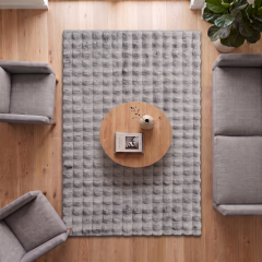 Koridor Falcon Gri Kabartmalı Peluş Halı Odalar ve Salon İçin Modern Halı