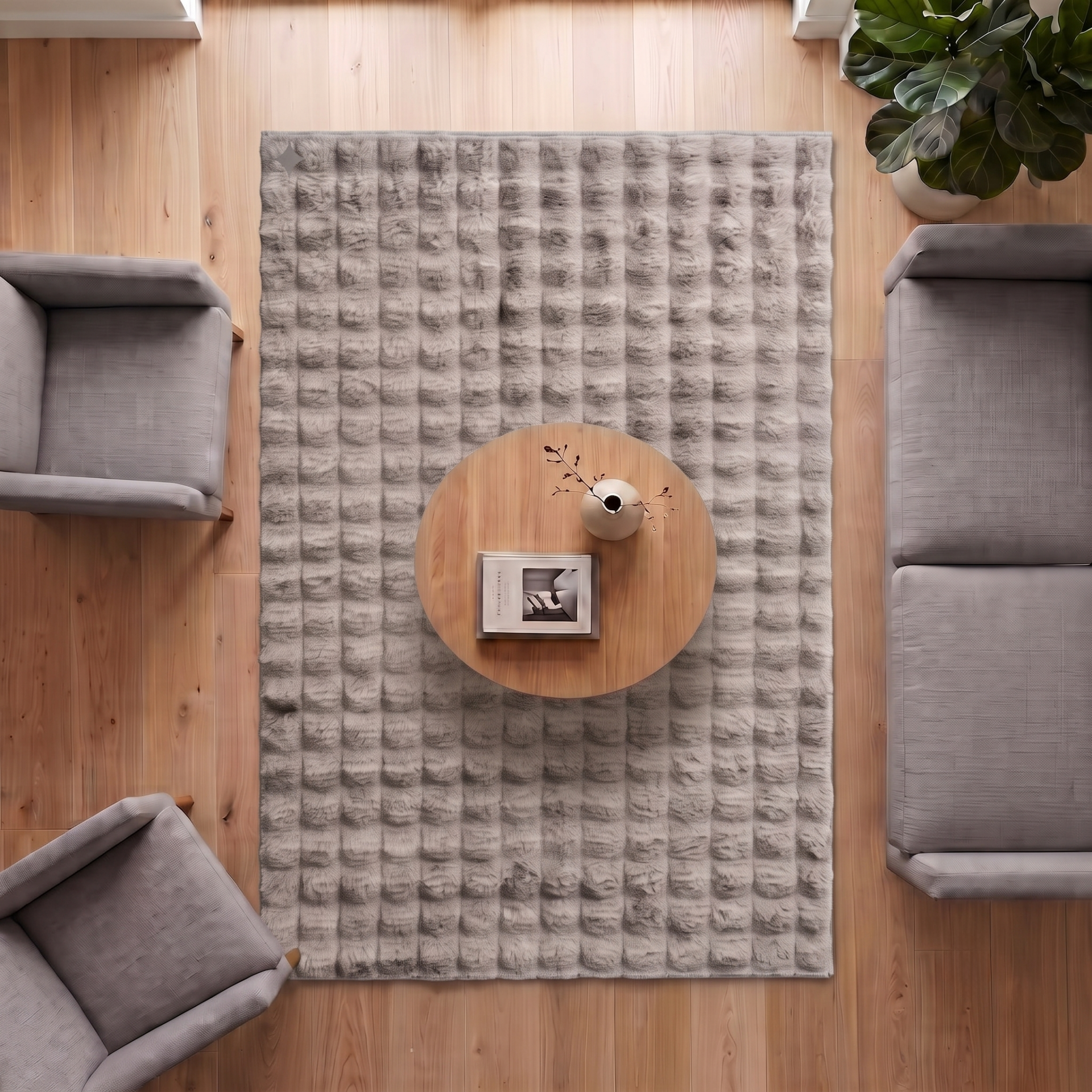 Koridor Falcon Kahve Kabartmalı Peluş Halı Odalar ve Salon İçin Modern Halı