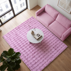 Koridor Falcon Pembe Kabartmalı Peluş Halı Odalar ve Salon İçin Modern Halı