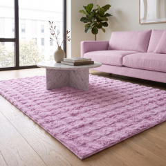Koridor Falcon Pembe Kabartmalı Peluş Halı Odalar ve Salon İçin Modern Halı