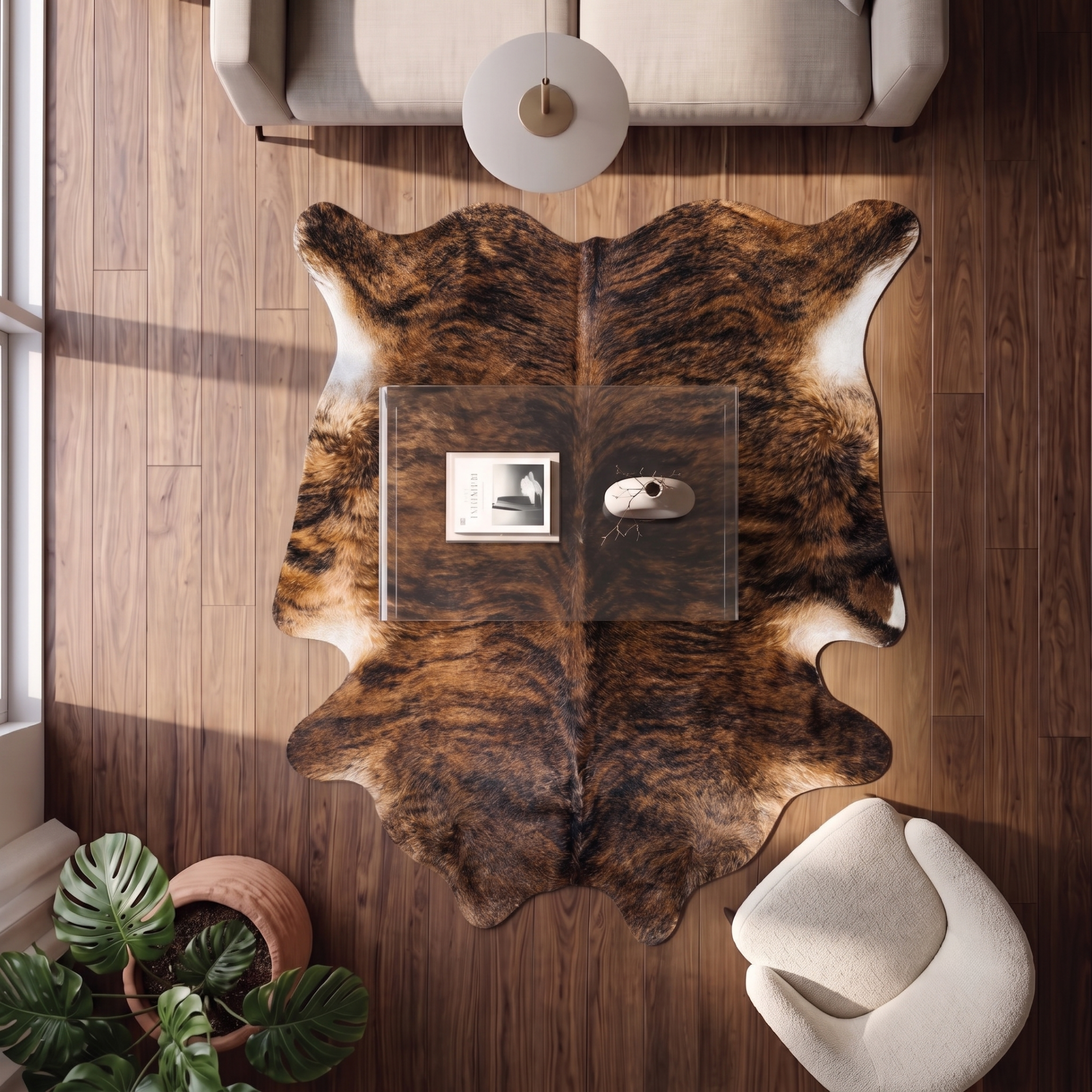 Derya Home Brindle Alacalı Hakiki Dana Postu Halı 215x217 cm P21
