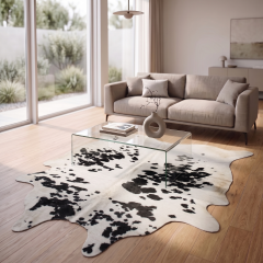 Derya Home Siyah Beyaz Benekli Hakiki Dana Postu Halı 207x231 cm P24