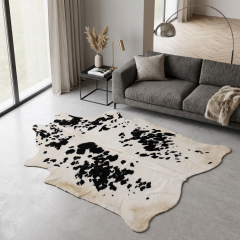 Derya Home Siyah Beyaz Benekli Hakiki Dana Postu Halı 207x231 cm P24