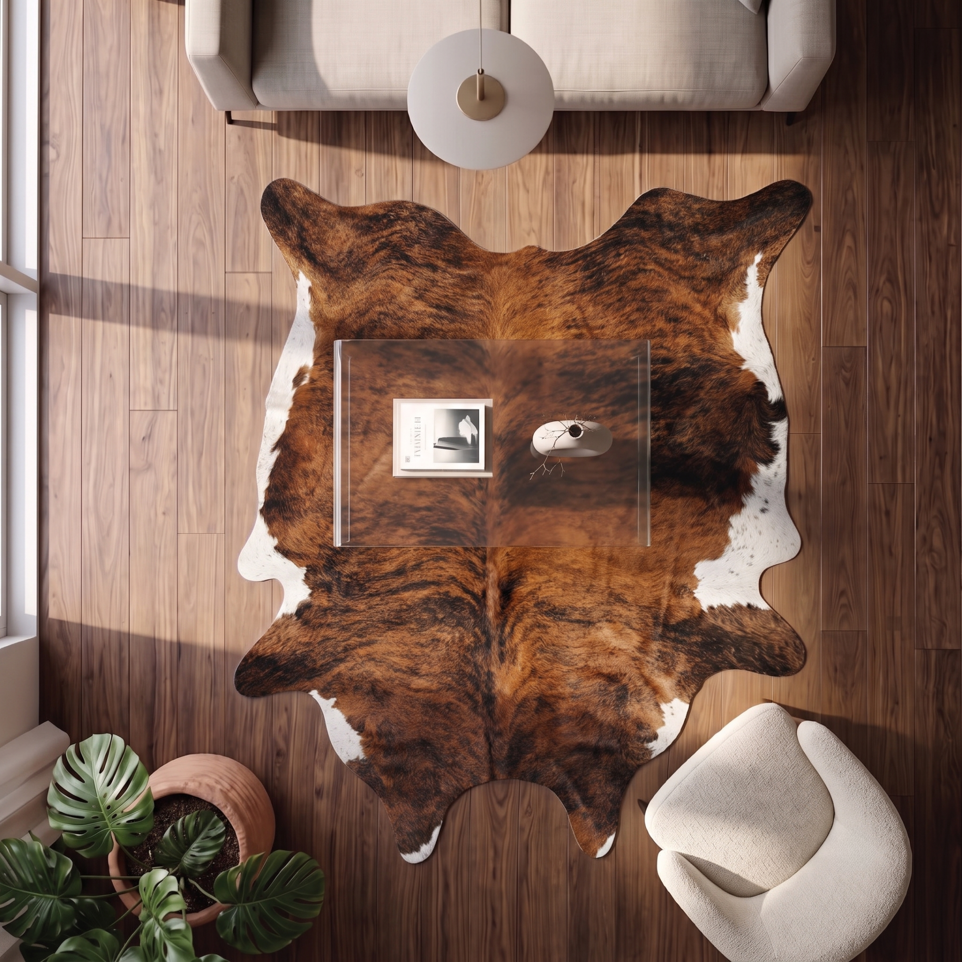 Derya Home Brindle Alacalı Hakiki Dana Postu Halı 196x219 cm P13