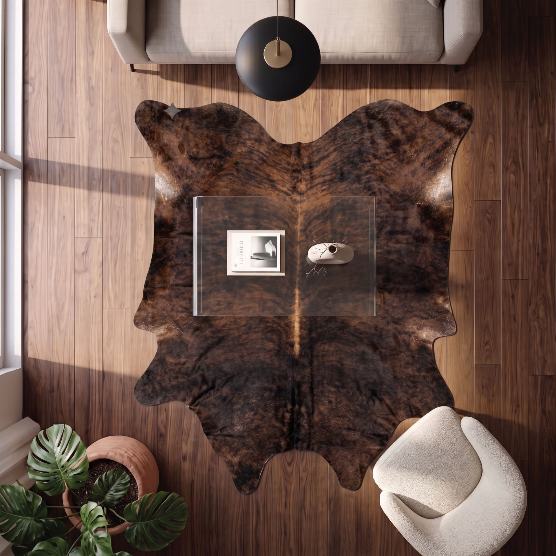 Derya Home Koyu Brindle Hakiki Dana Postu Halı 210x244 cm