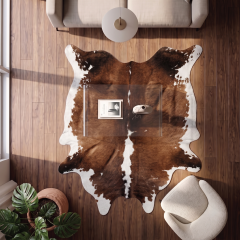 Derya Home Üç Renkli Alacalı Hakiki Dana Postu Halı 200x203 cm P27