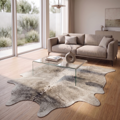 Derya Home Büyük Boy Gri Kırçıllı Hakiki Dana Postu Halı 197x234 cm P25