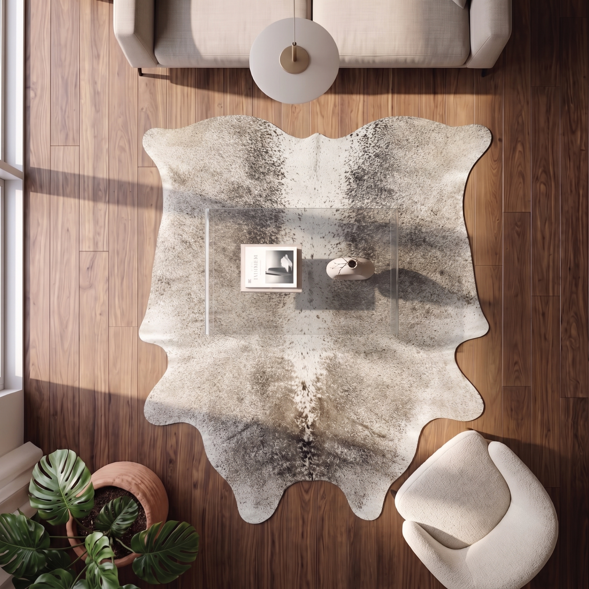 Derya Home Büyük Boy Gri Kırçıllı Hakiki Dana Postu Halı 197x234 cm P25