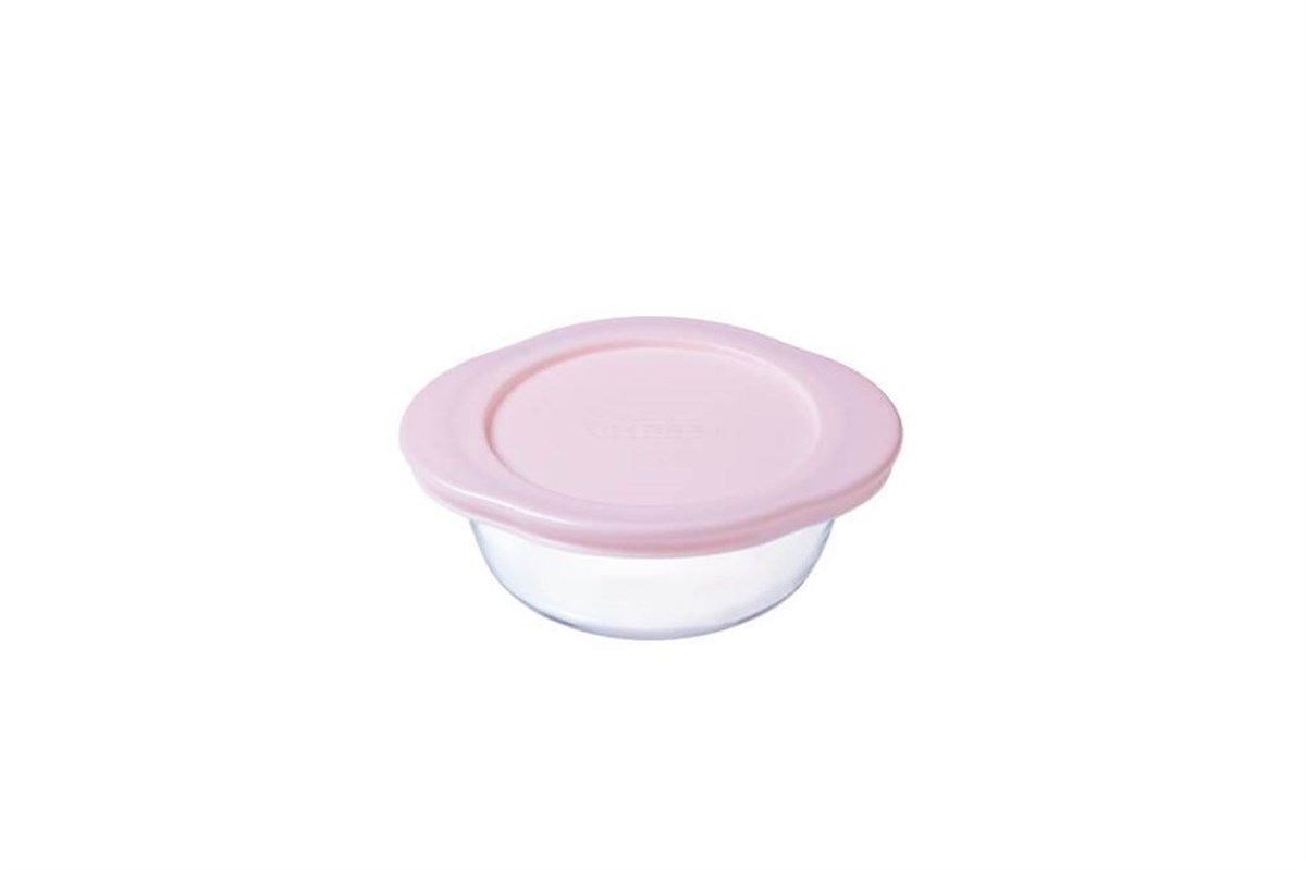 Pyrex 206PAV5/6245 Yuvarlak Cam Pembe Kapaklı Saklama Kabı