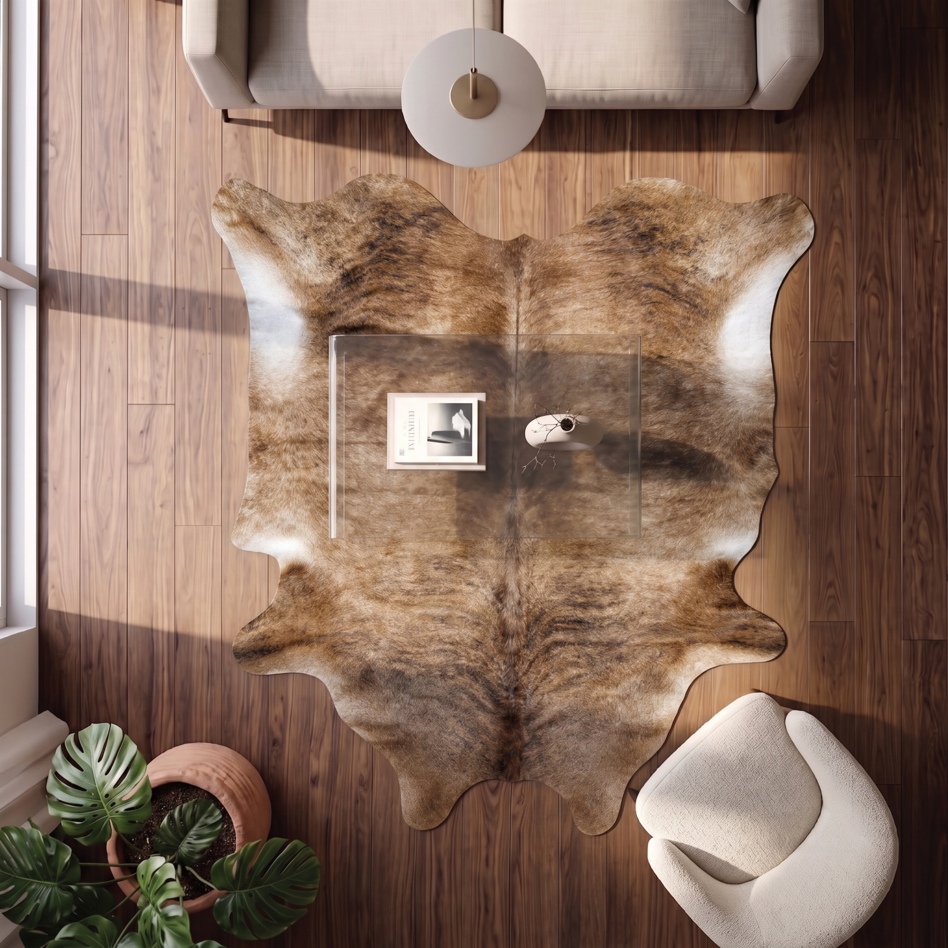 Derya Home Açık Brindle Şampanya Hakiki Dana Postu Halı 150x214 cm P31