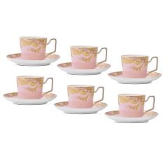 Aryıldız Peony Pembe 12 Parça 6 Kişilik Kahve Fincan Takımı