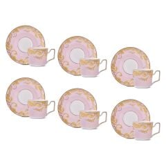 Aryıldız Peony Pembe 12 Parça 6 Kişilik Kahve Fincan Takımı