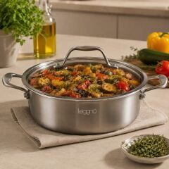 Leggno Elite Pro 3Ply Petek Tabanlı Tencere 20 cm Sığ
