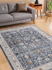 Derya Home Manchester 05 Serisi Vintage Desenli Saçaklı Halı – Klasik Modern Salon ve Oturma Odası Halısı