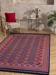 Derya Home Ahlat Koleksiyonu 01 Kırmızı Lacivert Geleneksel Anadolu Motifli Dekoratif Salon Halısı