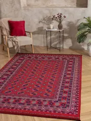 Derya Home Ahlat Koleksiyonu 02 Kırmızı Lacivert Geleneksel Anadolu Motifli Dekoratif Salon Halısı
