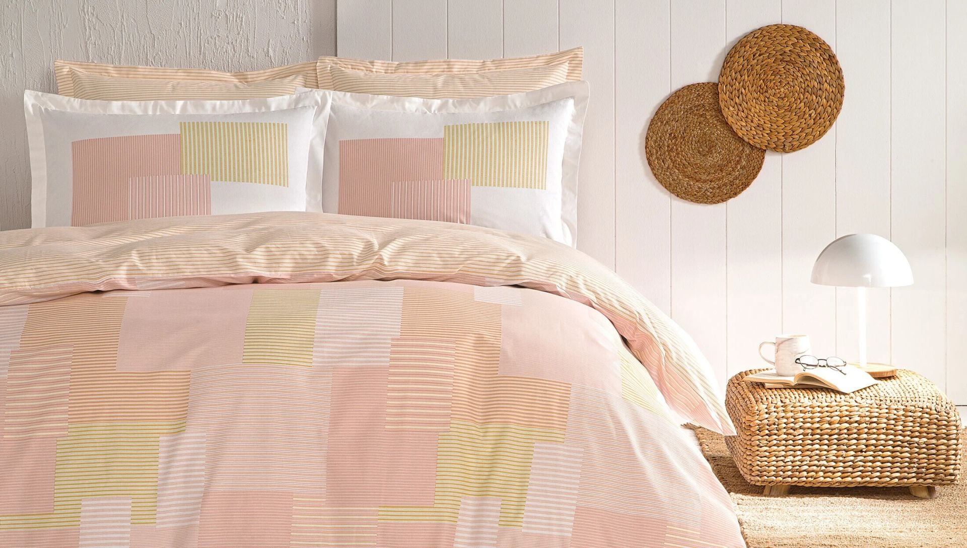 Puffy Romarin Çift Kişilik Ranforce Nevresim Takımı - Safran