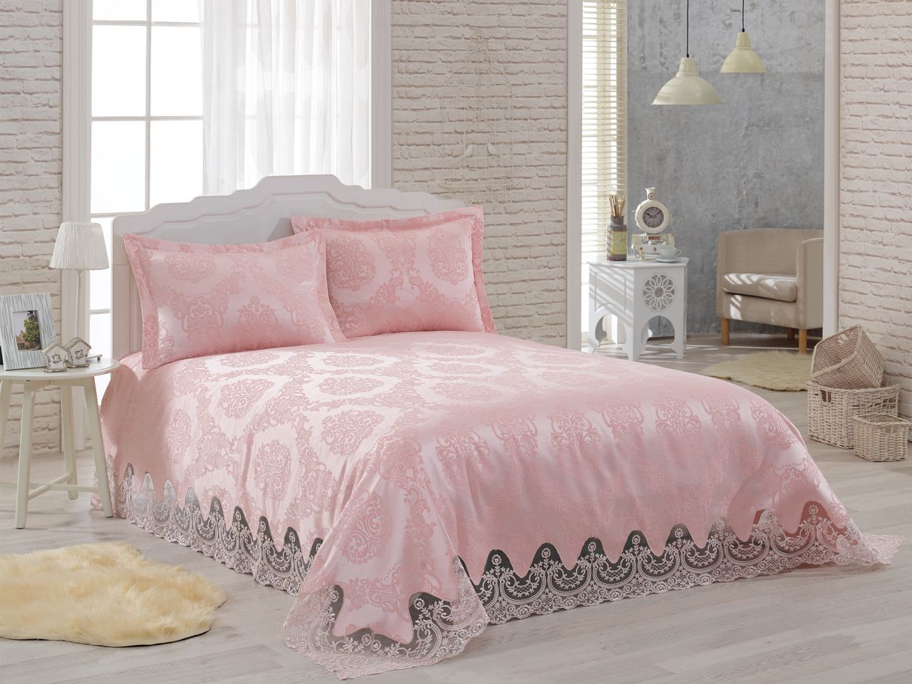 Derya Home Yatak Örtüsü Hira Pudra