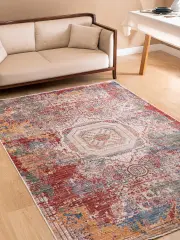 Derya Home Kuzey Saçaklı Halı %100 Degrade Polyester 7 mm Hav Vintage Desen 5