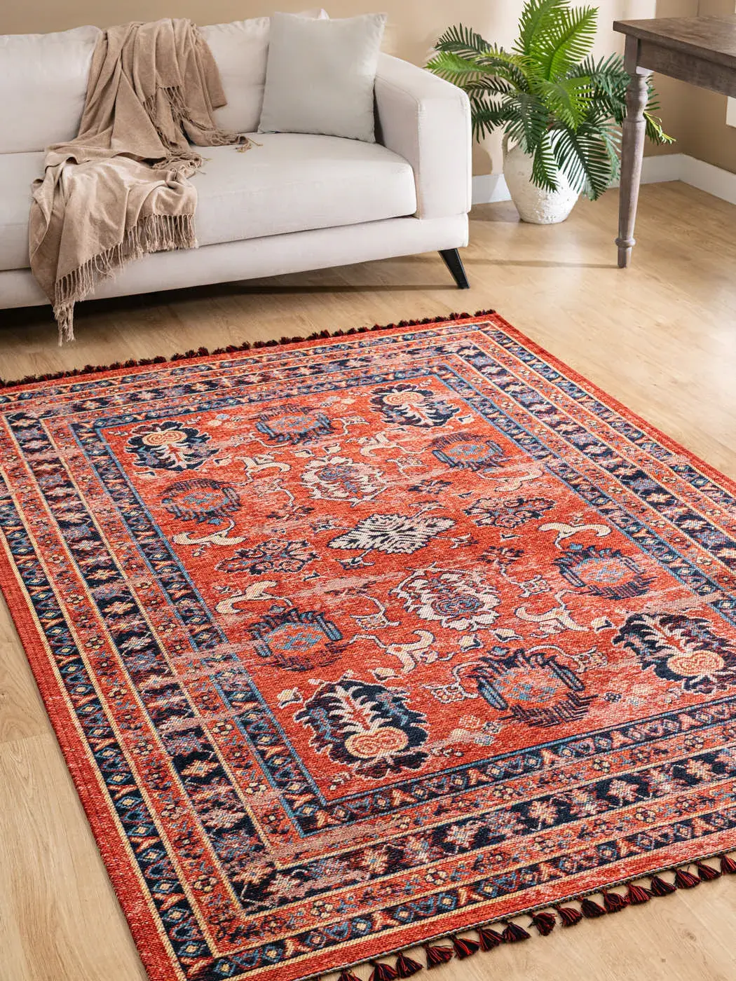 Derya Home Kuman Serisi Saçaklı Kilim Vintage Etnik Desenli Kilim Halı 5