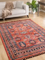 Derya Home Kuman Serisi Saçaklı Kilim Vintage Etnik Desenli Kilim Halı 5