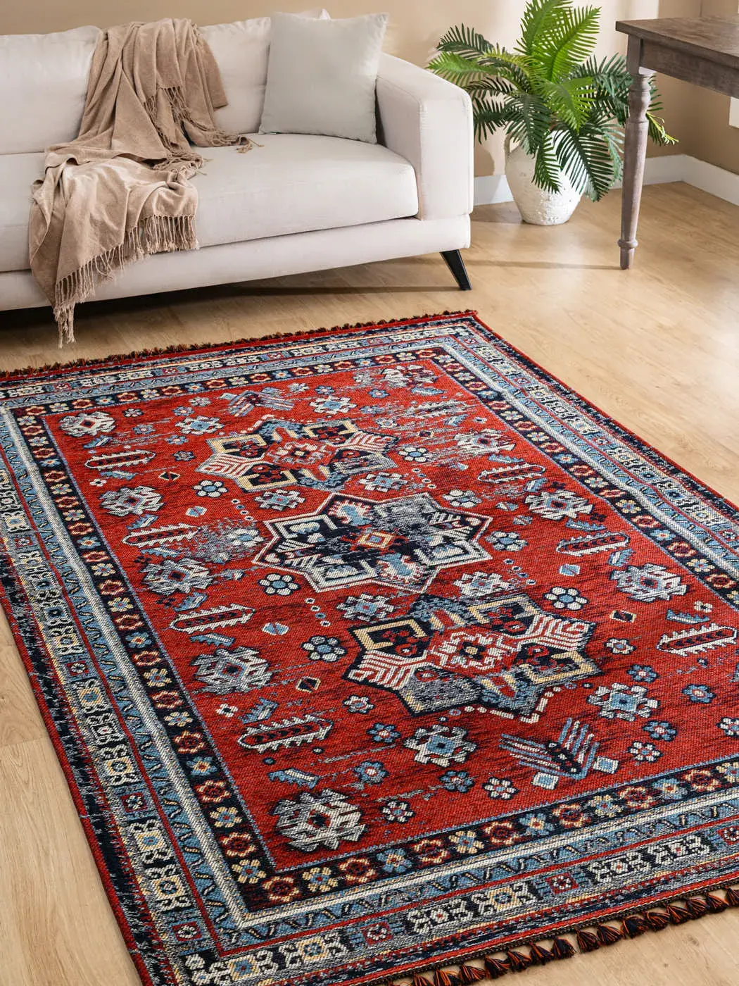 Derya Home Kuman Serisi Saçaklı Kilim Vintage Etnik Desenli Kilim Halı 2