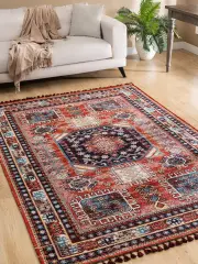 Derya Home Kuman Serisi Saçaklı Kilim Vintage Etnik Desenli Kilim Halı 4