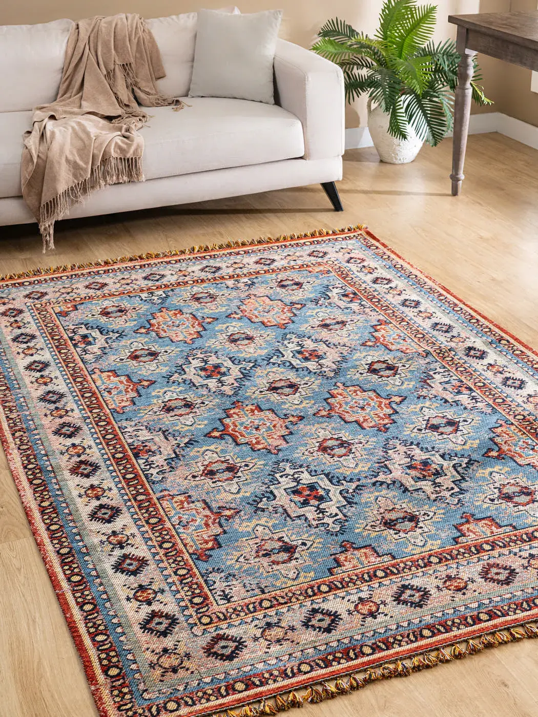 Derya Home Kuman Serisi Saçaklı Kilim Vintage Etnik Desenli Kilim Halı 1