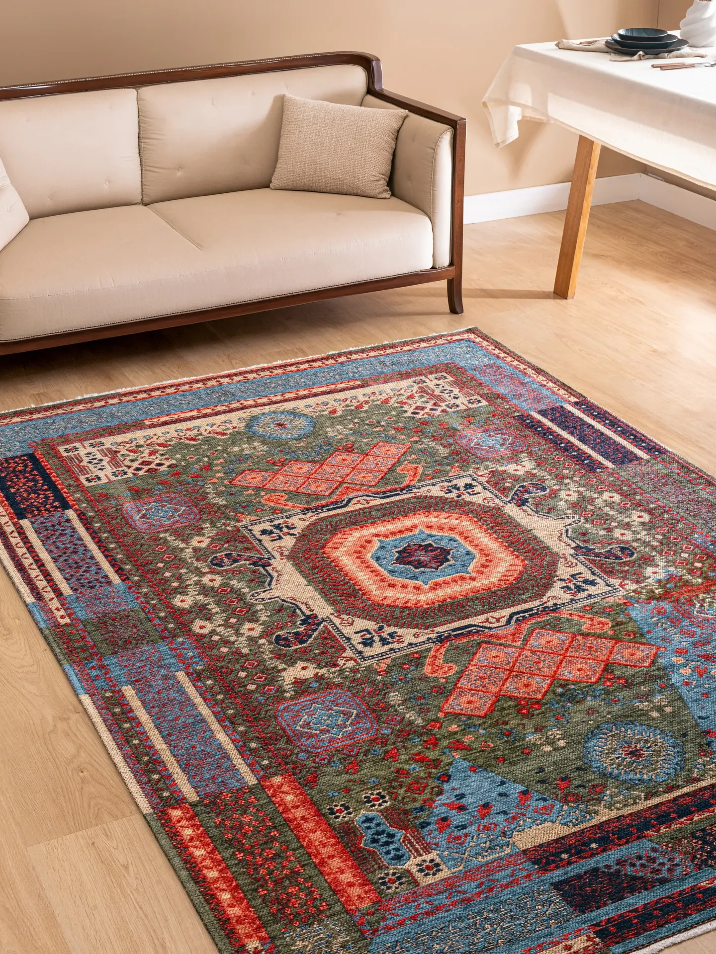 Derya Home Kahire Serisi Saçaklı Kilim Etnik Vintage Desenli 3