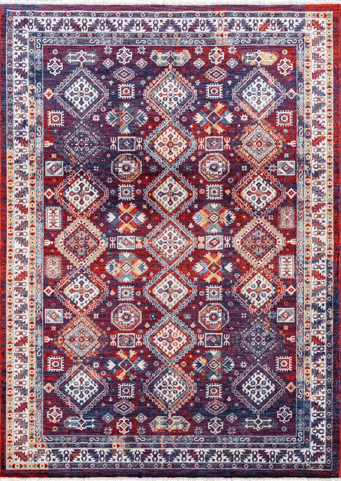 Derya Home Özbek Serisi Saçaklı Halı %100 Degrade Polyester 7 mm Vintage Etnik Desenli 6